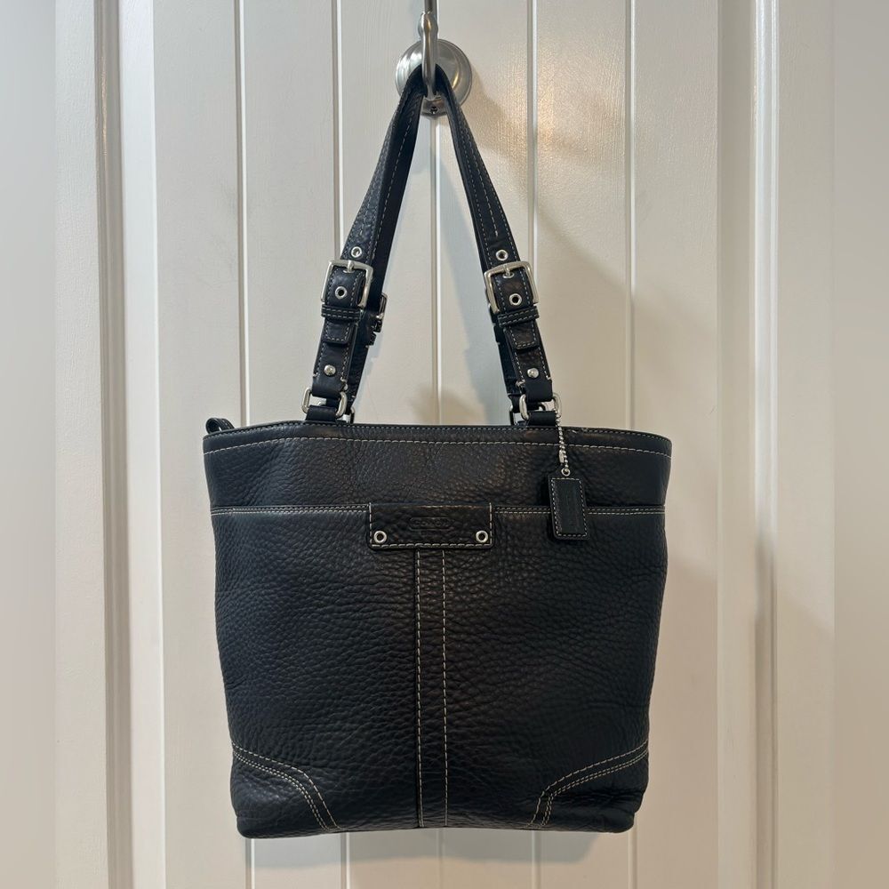 Coach Hamilton Black Pebbled Leather Tote Shoulder Bag 2010 Style F13089